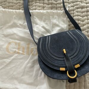 Chloe incredibly beautiful cross body.  Dark navy blue suede